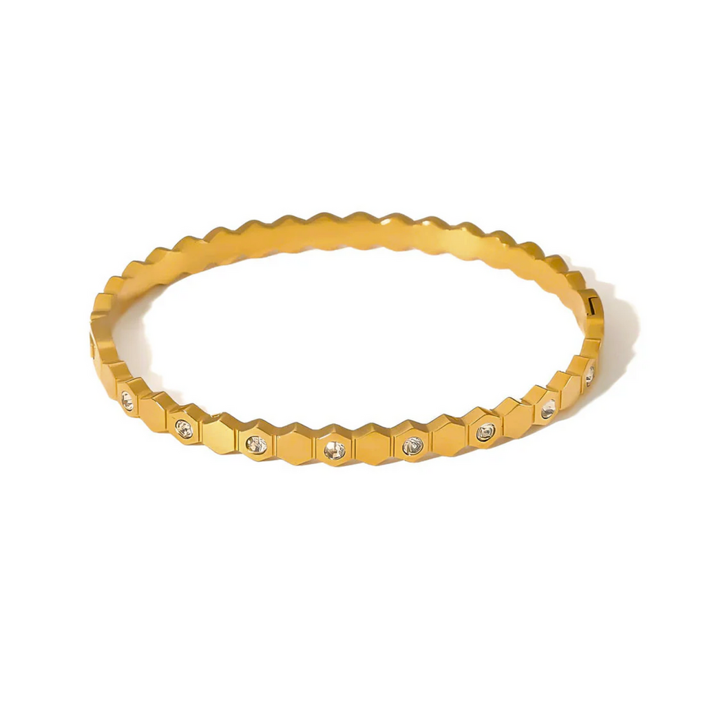 Zarvara 18kt Gold Plated Cubic Zircon Honey Bangle