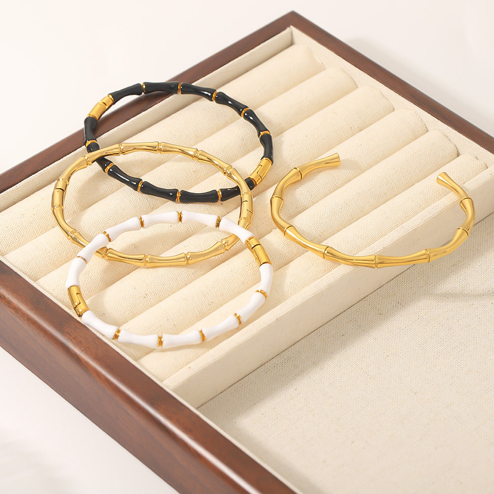 Zarvara 18kt Gold Plated Bamboo Bangle, Pre Order