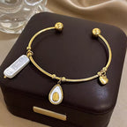 Zarvara 18kt Gold Plated Avocado Heart Charm Cuff Bangle