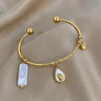 Zarvara 18kt Gold Plated Avocado Heart Charm Cuff Bangle