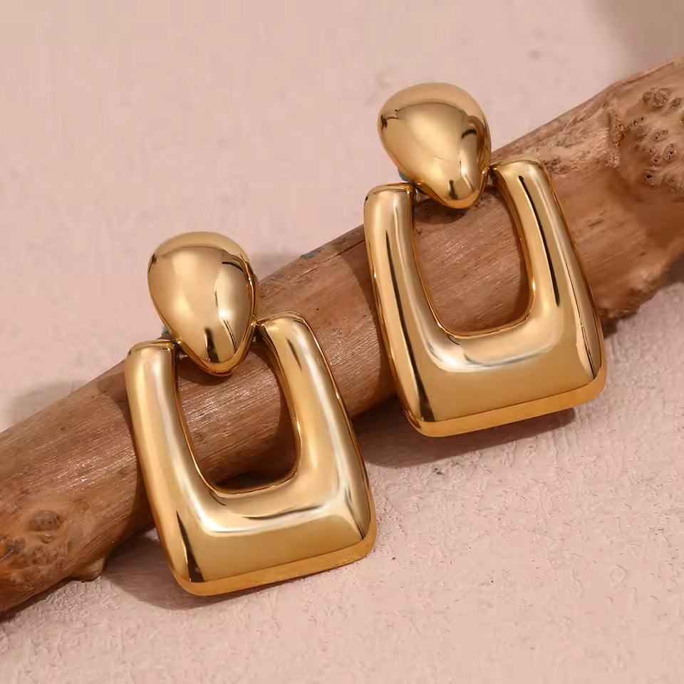 Zarvara 18kt Gold Plated Geomatric Drop