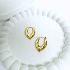 Zarvara 18kt Gold Plated Leaf Hoop